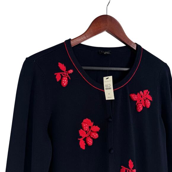 NEW NWT Talbots Medium Christmas Sweater Knit Strawberries Blouse Shirt Top - Picture 4 of 8